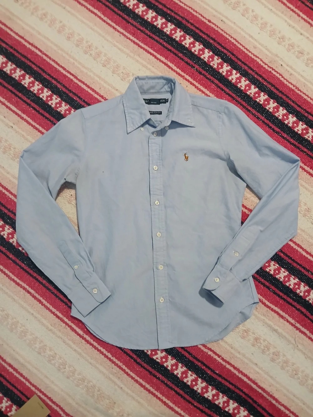 Polo Ralph Lauren Blue Button Up Super Slim Fit Girls/2 Preppy Casual